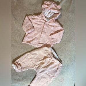 GAP Pink Striped Baby Hoodie and Pants Set